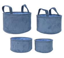 Set a 4 pes velvet rib basket round blue dia27x16cm