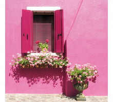 BUITEN CANVAS 58X58CM ROZE HUIS