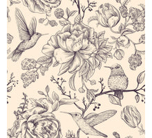 OUTDOOR CANVAS 58X58CM BIRD/FLOWER GREY