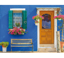 BUITEN CANVAS 58X78CM ITALIAANS BLAUW HUIS