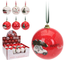 KERSTBAL ''KERST'' 75MM KUNSTSTOF 6 ASSORTIE WIT/ROOD