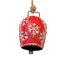3 stuks Metalen bel ''Sneeuwvlok'' 13cm rood/wit