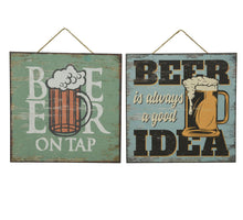 Wall deco mdf square sandy painting beer print 2col 24x24cm