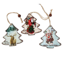 Hanger kerstboom hout met opdruk (6St.) 8cm