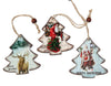 Wooden Christmas tree pendant with print (6 pieces) 8 cm