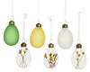 Giftbox a 6 Egg glass mix green/yellow H6 D4cm
