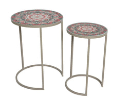 Sidetable narbonne ijzer outdoor taupe mozaïek H54 D40cm