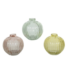 Vase glass 3col assorted D8 H8cm