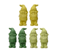 Gnoom keramiek 6 assortie kleur ''groen''  5x5x10,2cm