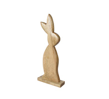 Hase Mangoholz auf Sockel natur L.13cm x B.7cm x H.35cm