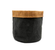 Sizo paper bag black with leather edge Ø 20 cm