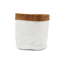 Sizo paper bag white with leather edge Ø 20 cm