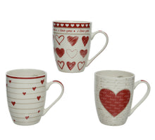 Mok porselein ''love'' 3 assortie motief 8,2x5,5x10,5cm