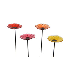 Tuinsteker glas 4 kleur assortie buiten dia15cm x H.71cm