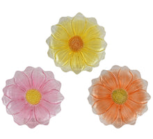 Glazen bord bloem 3 kleur assortie dia30.5cm x H.2.5cm
