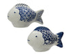 Vis porselein 2 assortie blauw/wit L.8.7cm x W.5cm x H.6cm