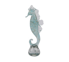 Decorative seahorse ice blue glass D8 H32cm
