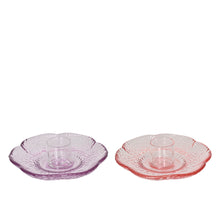 Kandelaar glas 2col ass D10,5 H3,2cm