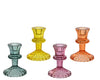 Candlestick glass 4col ass D8.5 H11cm