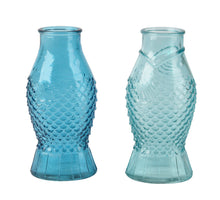 Vaas glas vis 2 kleur assortie D8,3 H18cm
