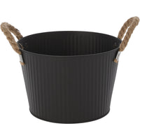 ZINC BOWL WITH JUTE HANDLES D19.5 H13CM BLACK