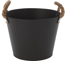 ZINC BUCKET WITH JUTE HANDLES D23 H17CM BLACK