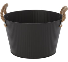 ZINC BOWL WITH JUTE HANDLES D25 H15CM BLACK
