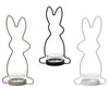 Tea light holder rabbit iron 3 colors assorted 9x5x18cm