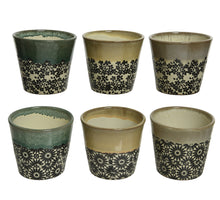 Planter ''flower'' terracotta 6 assorti H.12.8cm D.14cm