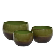 Set a 3 Planter ijzer olijf H20 D27cm