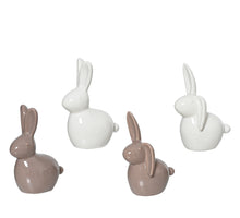Konijn porselein 4ass grijsmix 5x8x12cm