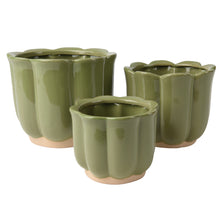 Set a 3 Planter keramiek groen D17,5 H14,5cm