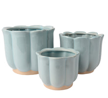 Set a 3 Planter keramiek blauw D17,5 H14,5cm