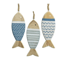 Vis hanger mdf 3 assorti blauw/kleuren 1x6x15cm