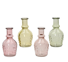 Vaas glas 4 kleur pastel assorti H.18cm D.9.5cm