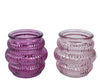 Glass tea light holder "Bolo" in 2 assorted colours H.7.6cm D.8c