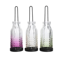 gl tlighth bottle 3col assorted 7x7x24cm