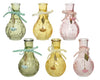 Vaasje glas 6 assorti met hangertje H.11.5cm D.6.5cm