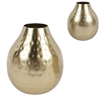 Vaas metaal goudkleurig D12 H14 cm 2 assorti