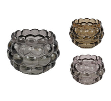 Theelichthouder ''bubble'' glas D11,5 H8,5 cm 3 assorti