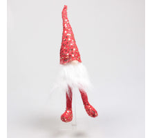 KERSTKABOUTER MET PAILLETJES BUNGELBEENTJES 12X10X42 CM ROOD