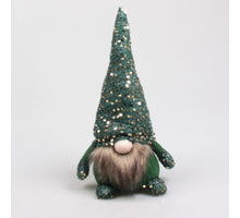 KERSTKABOUTER MET PAILLETJES 19X13X36 CM GROEN
