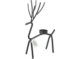 Waxinelichthouder hert metaal 27x8x15cm zwart