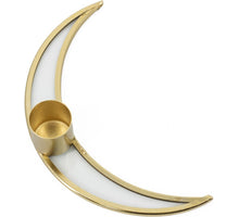 Kandelaar Maan glas/metaal 3x14x2,5×8,5cm goud