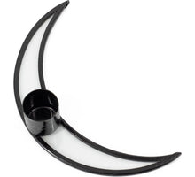 Kandelaar Maan glas/metaal 3x14x2,5×8,5cm zwart