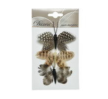 Pbh a 3 feather bfly on wire natural 3col assorted 8x6cm