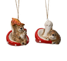 Hedgehog on mushroom pendant, terracotta, 10 x 7 x 7 cm, 2 assorted
