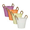 Round pot pink off-white l. yellow orange 4 assorted - h12xd13cm - metal
