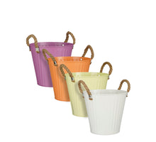 Pot rond roze off white l.geel oranje 4 assorti - h15xd16cm - metaal