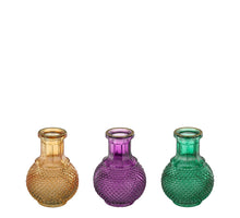 Vaas glas groen oranje paars 3 assorti - h11,5xd8,5cm